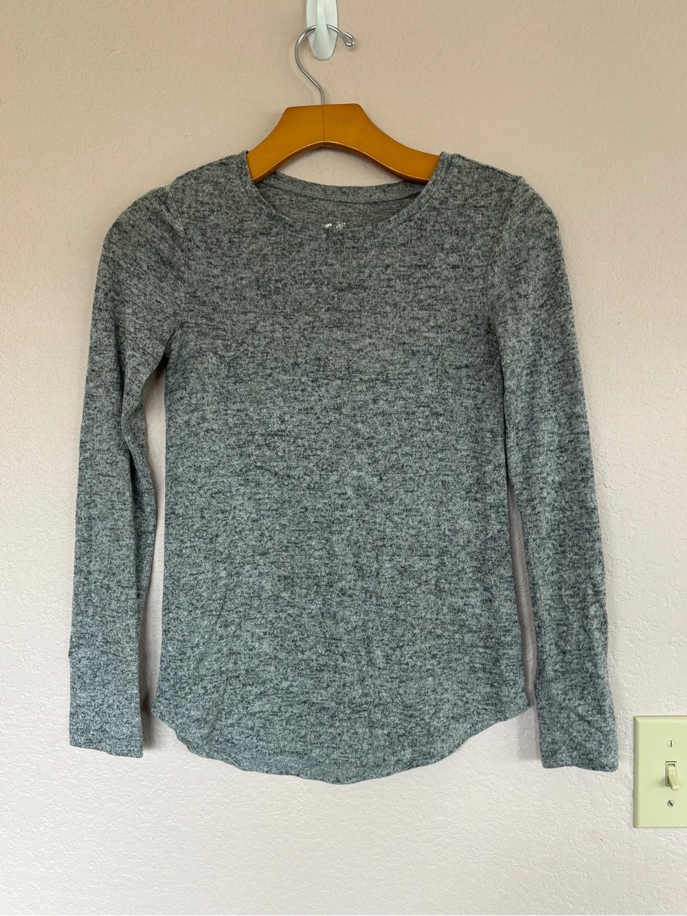 Justice Gray Marled Long Sleeve Crewneck Top size 10